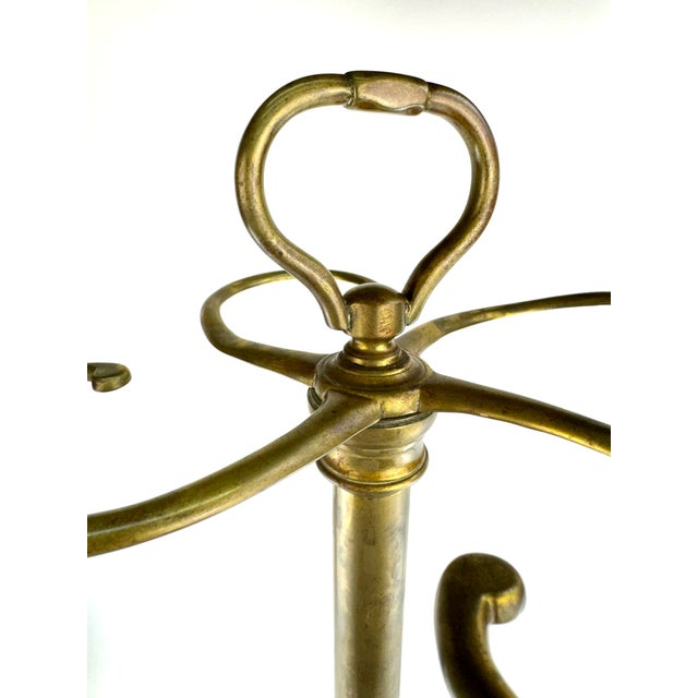 Metal Vintage Brass & Cast Iron Fireplace Tool Stand With Scalloped Ash Tray For Sale - Image 7 of 12