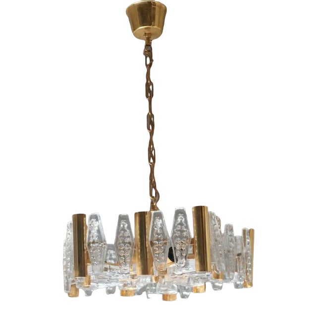 Chandelier by Carl Fagerlund for Orrefors, 1960s For Sale