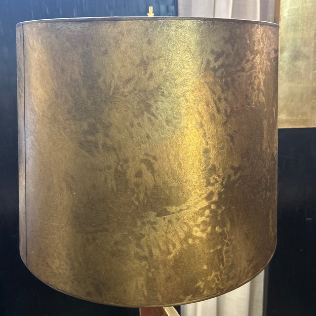 Richard Barr Cast Brass Brutalist Abstract Lamp With Shade for Laurel Lighting Co. For Sale - Image 12 of 12