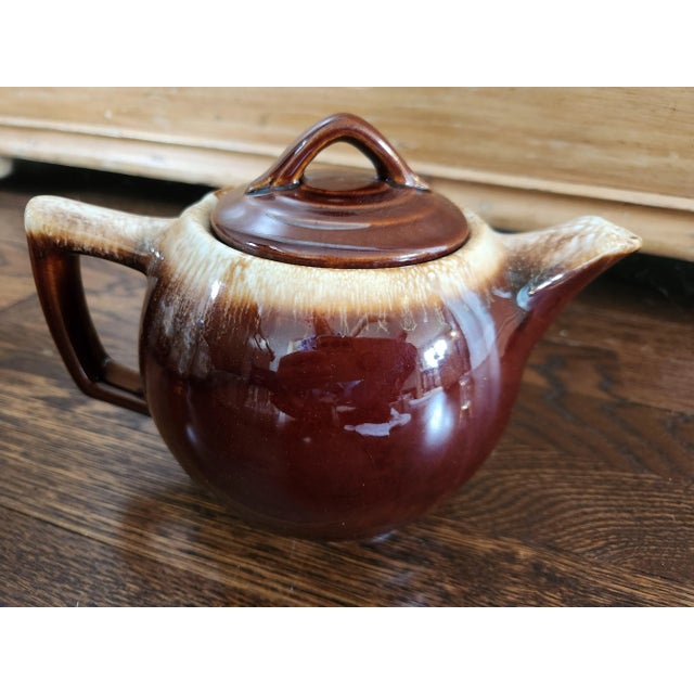 Ceramic Mid Century 1970s Vintage McCoy Pottery Brown Drip Tea Pot For Sale - Image 7 of 11
