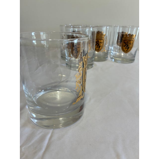 Gold Vintage Gold Heraldic Crest Lowball Glasses, Set of 8 For Sale - Image 8 of 11