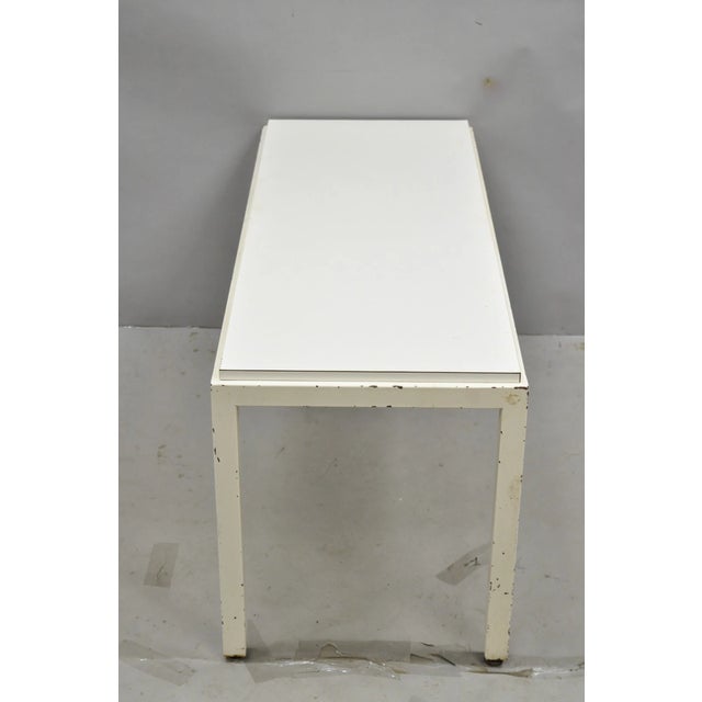 Vintage Mid Century Modern Steel Metal White Laminate Top Coffee Table Bench For Sale - Image 12 of 14