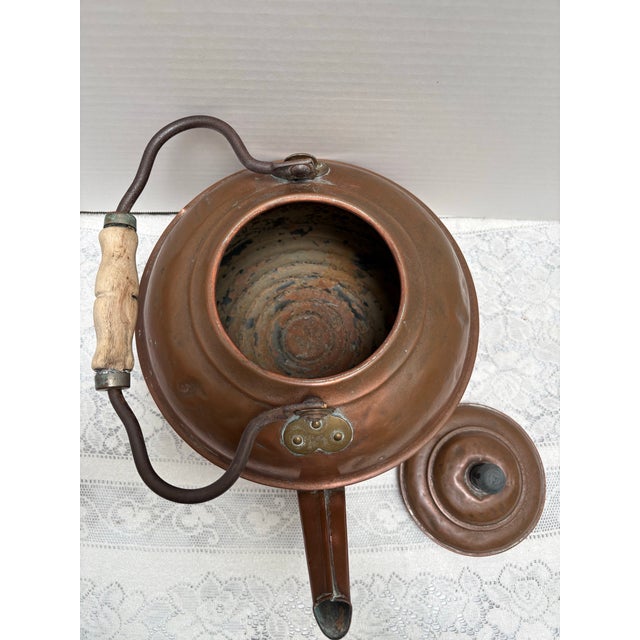 Farmhouse Vintage Large Rustic French Copper Tea Kettle Decor Accent Vessel For Sale - Image 3 of 10