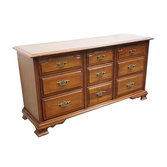 Permacraft / Sanford Solid Cherry Early American Traditional 62" Triple Dresser 79-02 For Sale - Image 4 of 13