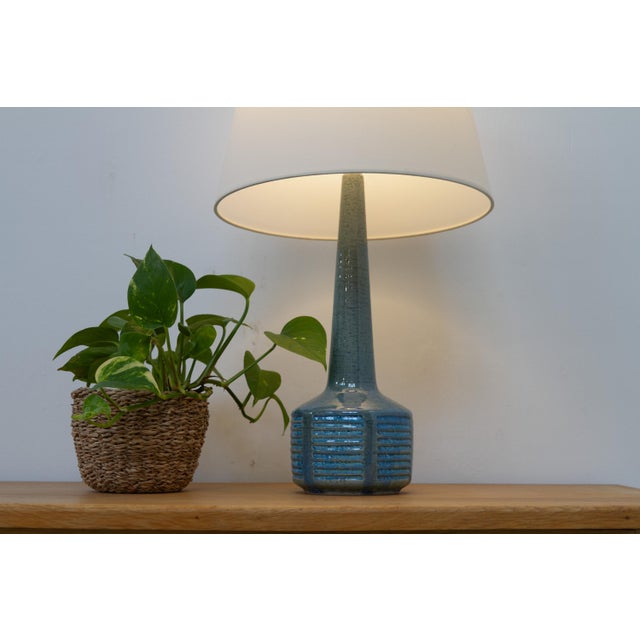 Danish Blue Stoneware Table Lamp by Linnemann- Schmidt for Palshus, 1960s For Sale - Image 16 of 18