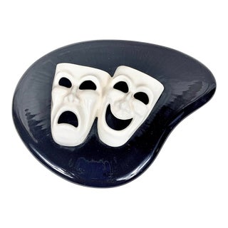 Vintage Comedy and Tragedy Masks Lidded Box For Sale