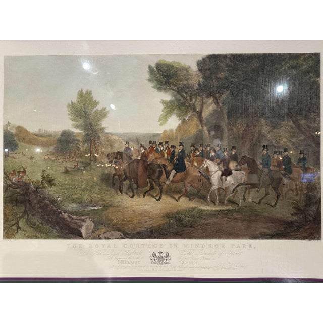 English 19th Century English Framed Colored Print "The Royal Cottage in Windsor Park" For Sale - Image 3 of 10