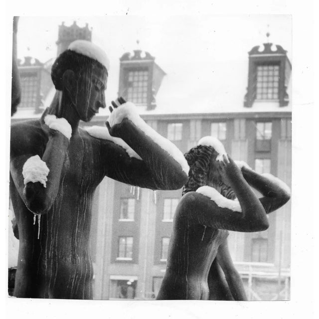 Traditional 1960 Stockholm Winter With Carl Milles Sculpture Photograph For Sale - Image 3 of 3