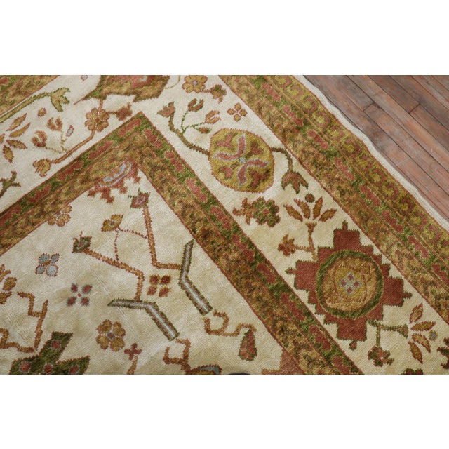 Vintage Inspired Angora Wool Ivory Oushak Rug For Sale - Image 11 of 11