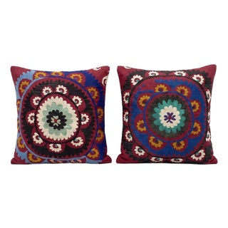 Uzbek Suzani Bedding Pillow Cover 22'' X 24'' & 23'' X 27'' - Set of Two For Sale