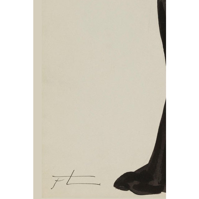 Paper Vintage French Fashion Art Print – Art Deco Woman in Brown, 18" X 24" For Sale - Image 7 of 9