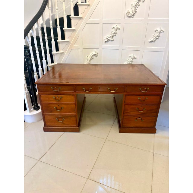Antique Edwardian Mahogany Partners Desk, 1900s For Sale - Image 16 of 16