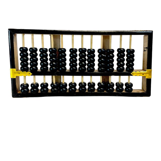 Mid-Century Chinoiserie Boho Chic Brass and Lacquered Lotus Flower Abacus. For Sale