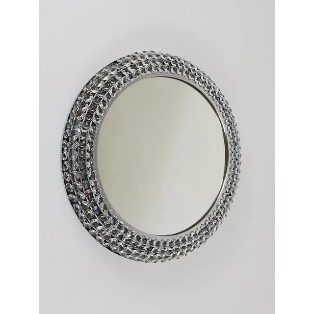Round Chromed Crystal Backlit Wall Mirror, Austria, 1960s For Sale - Image 9 of 11