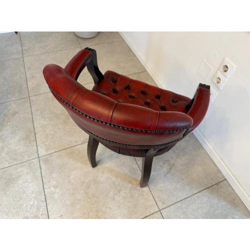 Wood Chesterfield Armchair in Leather For Sale - Image 7 of 13