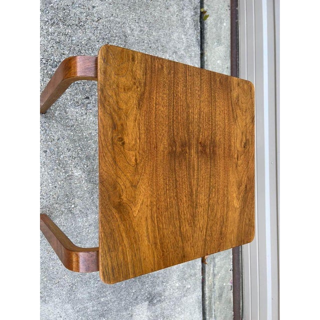 Alvar Aalto Style Pair Mid Century Danish Teak Side Tables. For Sale In Washington DC - Image 6 of 12