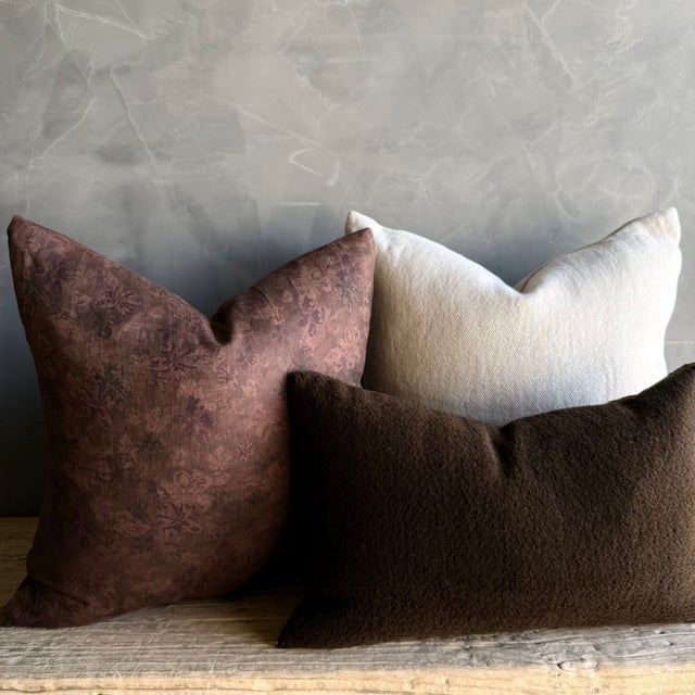 Rustic European Harriet Brown Linen Floral Pillow Cover 20 X 20 For Sale - Image 3 of 8