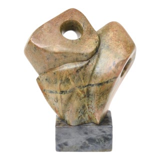 1990s Signed and Dated Abstract Marble Sculpture For Sale