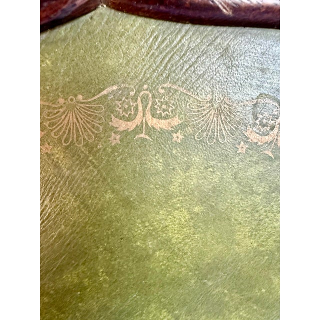 Mid 20th Century Vintage English Embossed Leather Tripod Wine Drinks Table For Sale - Image 5 of 9