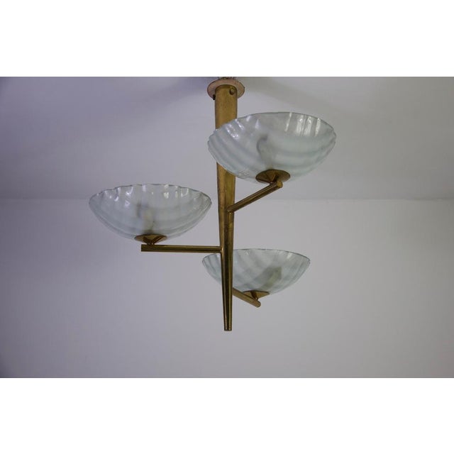 Italian Brass and Glass Chandelier, 1950s For Sale - Image 12 of 18