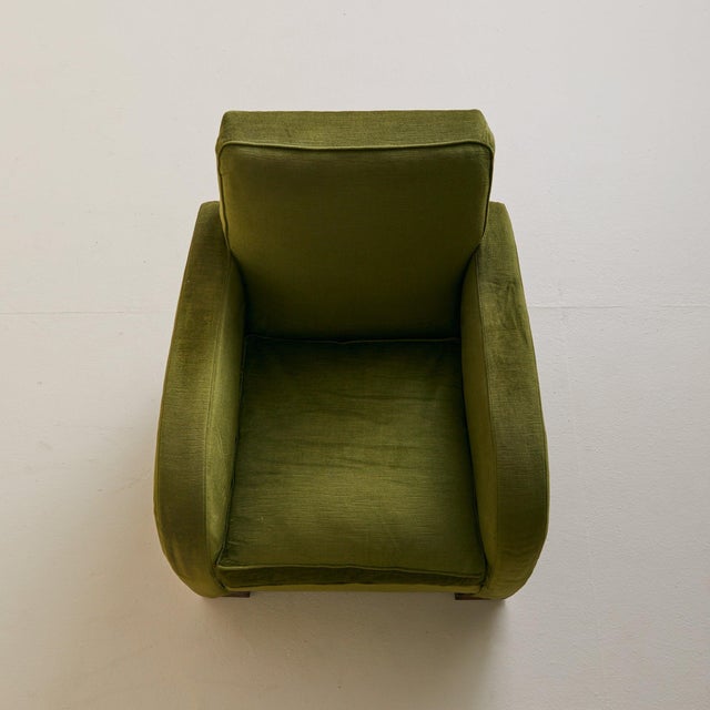 Italian Art Deco Lounge Chair in Original Green Velvet, 1950s - 2 Available For Sale - Image 4 of 18