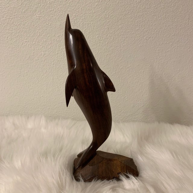1970s 1970s Vintage Ironwood Dolphin Sculpture For Sale - Image 5 of 13