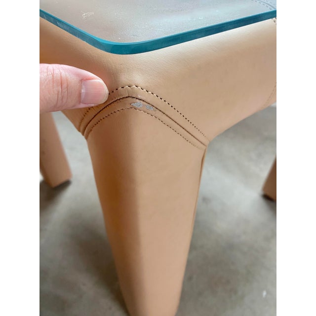 Pair of Vintage Leather Parsons Side Tables, Vintage Design, Usa For Sale - Image 11 of 15