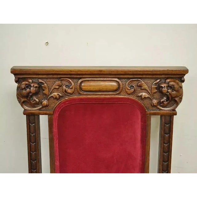 Traditional Early 20th Century Antique Renaissance Revival Figural Lion Carved Oak Dining Chairs - Set of 4 For Sale - Image 3 of 11