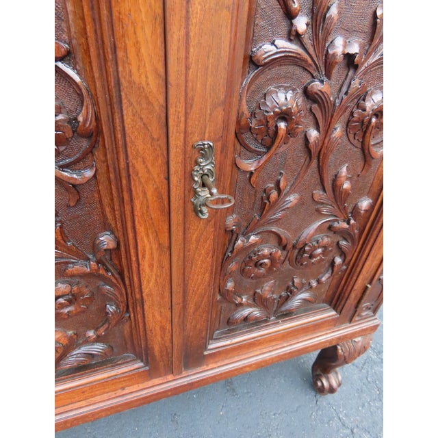 Early 1900s French Heavy Hand Carved Commode Marble Top Cabinet 6672 For Sale - Image 11 of 18