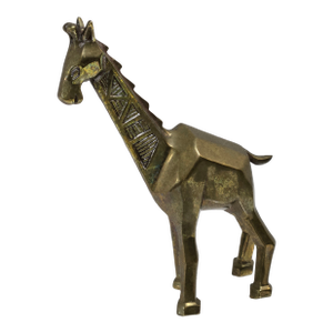 Vintage 1980s Solid Brass Brutalist Giraffe Sculpture Styled After Dolbi Cashier