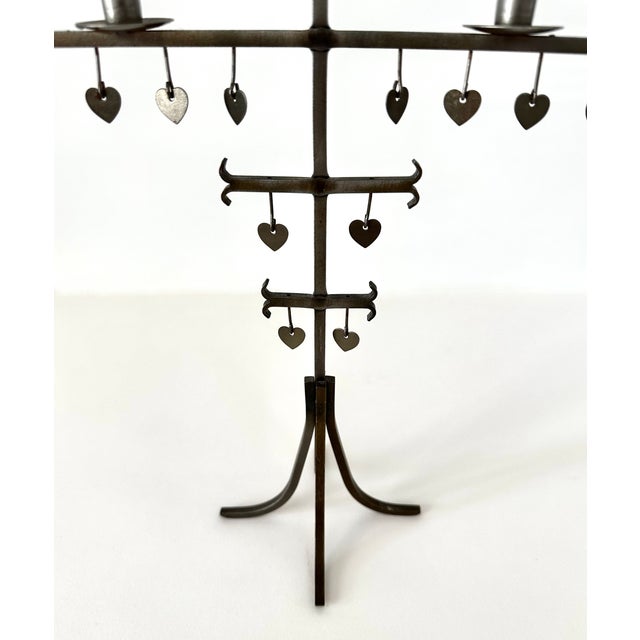 1960s Swedish Dangling Hearts Steel 4 Candle Candelabra by Gunnar Ander For Sale - Image 11 of 16