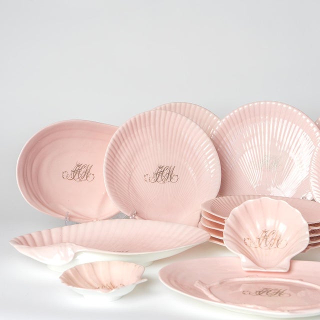 Antique Pink Porcelain 'Nautilus' Dessert Service by Wedgwood for John Mortlock, 1880s Victorian- 18 Pieces For Sale - Image 6 of 12