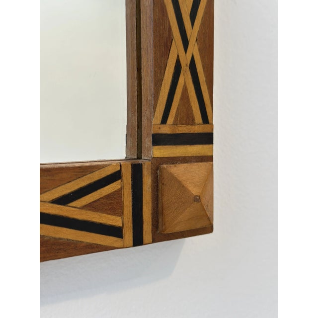 Vintage Parquetry Framed Mirror With Corner Stud Details, Circa 1940s For Sale - Image 10 of 13