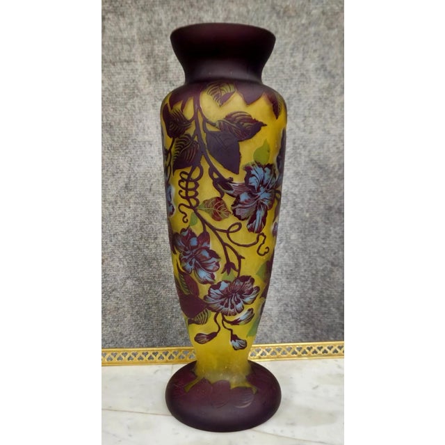 Multi-Layered Glass Vase with Floral Decoration, 1890s For Sale - Image 6 of 7