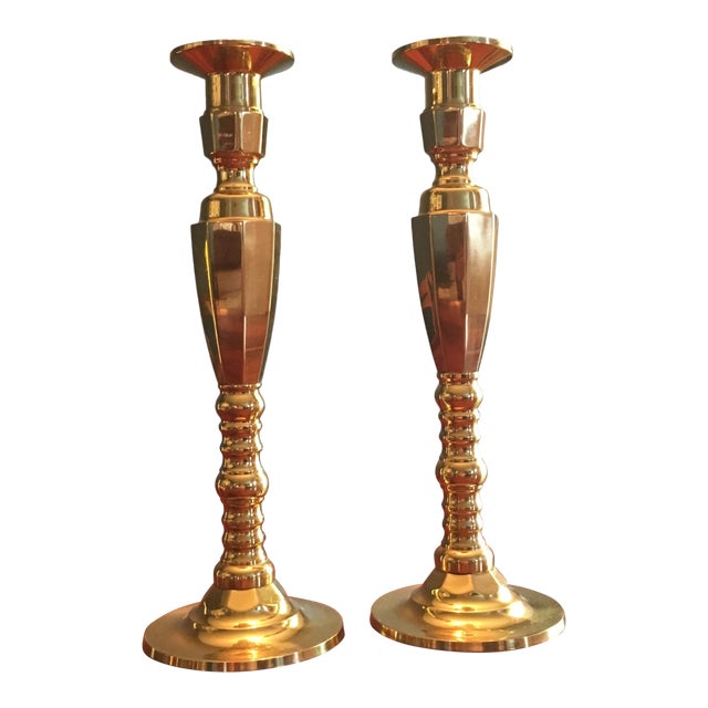 Traditional Brass Altar Candlesticks A Pair Chairish
