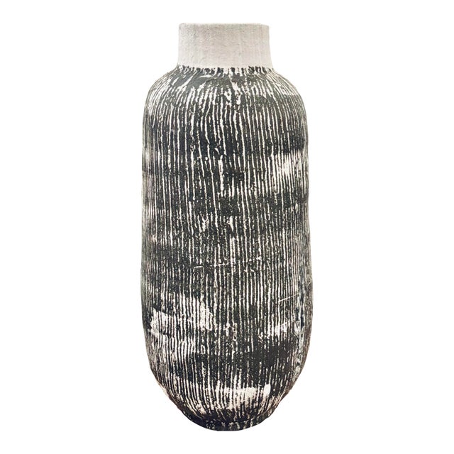 Currey & Company Abstract Modern Black and White Cape Town Floor Vase For Sale