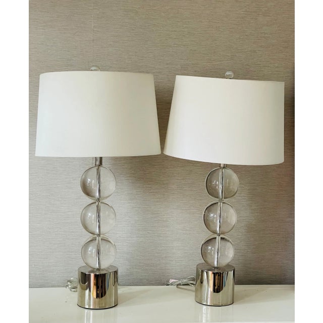 Metal Carl Springer Style Mid-Century Modern Glass Globes Lamps For Sale - Image 7 of 8