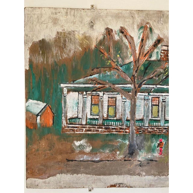 1960s Folk Art Architectural Painting by Jimmy Lee Sudduth For Sale - Image 6 of 13