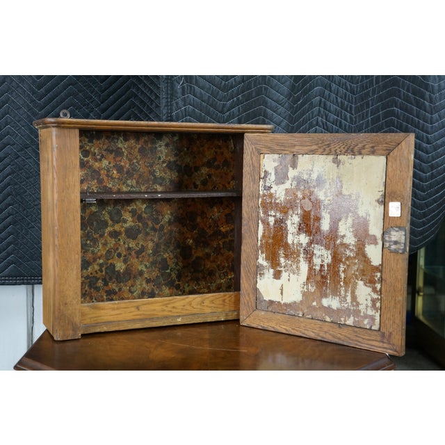Brown Antique Arts & Crafts Craftsman Oak Mirrored Apothecary Medicine Cabinet 18" For Sale - Image 8 of 10