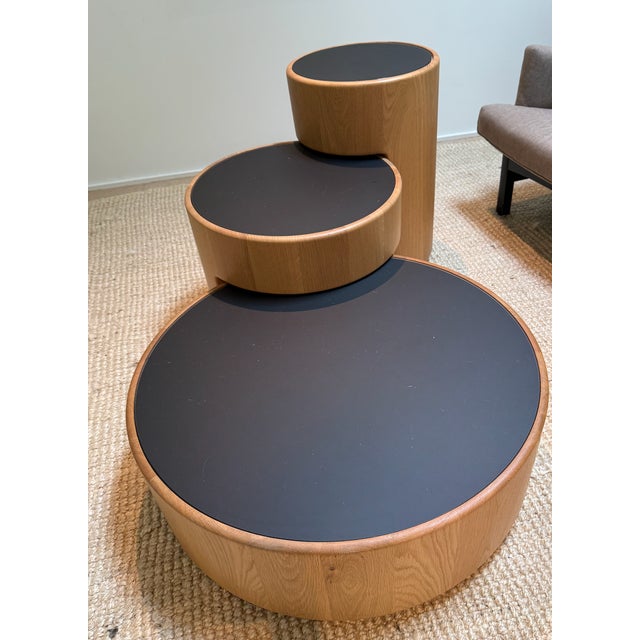 A striking set of sculptural “Levels” tables by French designer Dany Effet, known for his architectural approach to form...