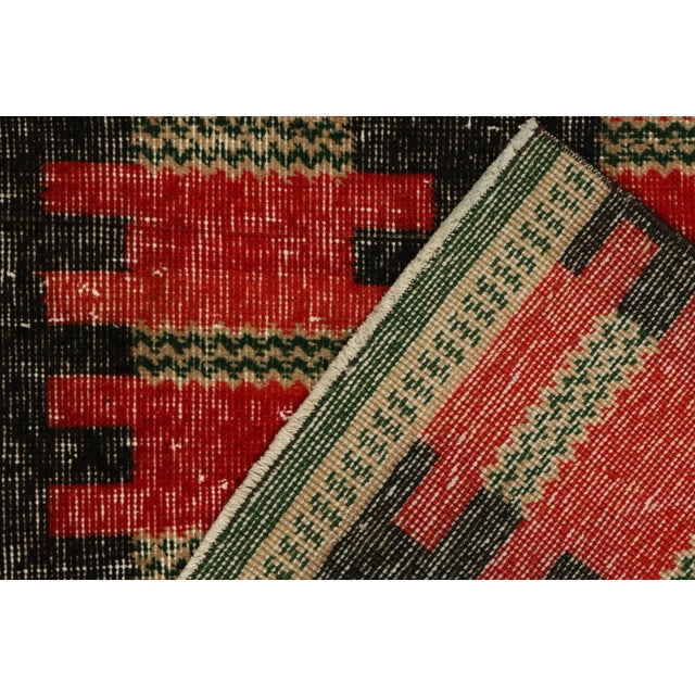 Textile Vintage Zeki Müren Rug in Red and Black Geometric Pattern, by Rug & Kilim For Sale - Image 7 of 7