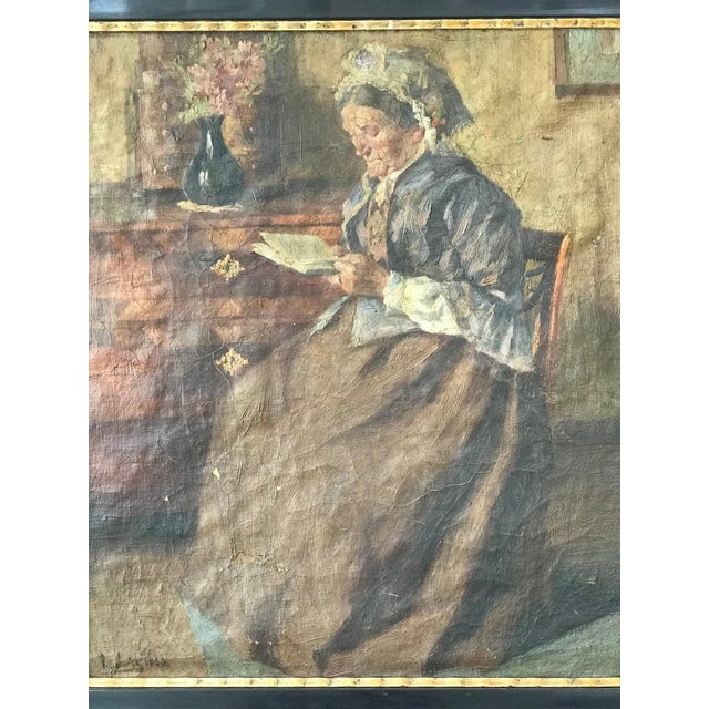 An elegant 19th-century portrait depicting a young lady absorbed in reading, executed in the refined academic tradition of...