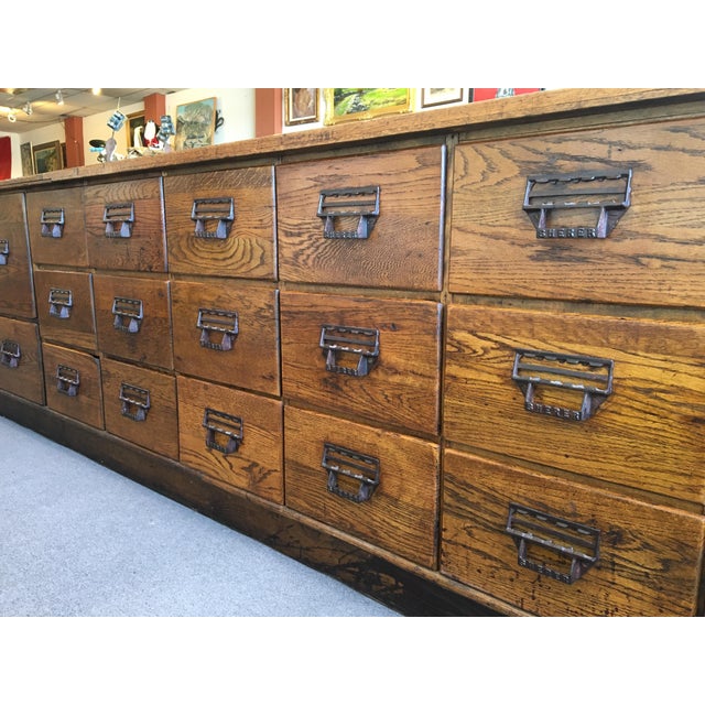 Antique Oak General Store Bean Counter Cabinet | Chairish