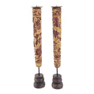 Pair of Chinese Giltwood Candle Stands, Circa 1830 For Sale