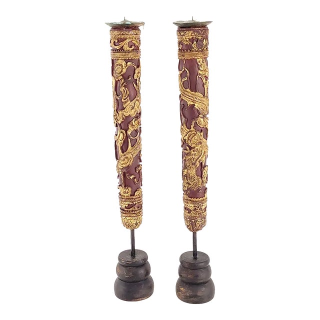 Pair of Chinese Giltwood Candle Stands, Circa 1830 For Sale