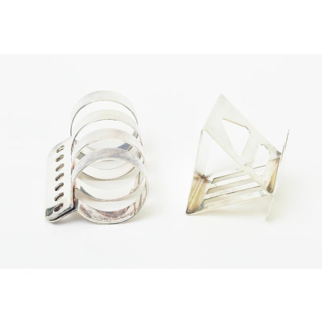 Metal Vintage Sculptural Silver Plate Napkin Rings by Nathalie Du Pasquier for Bodum, Set of 6 For Sale - Image 7 of 12