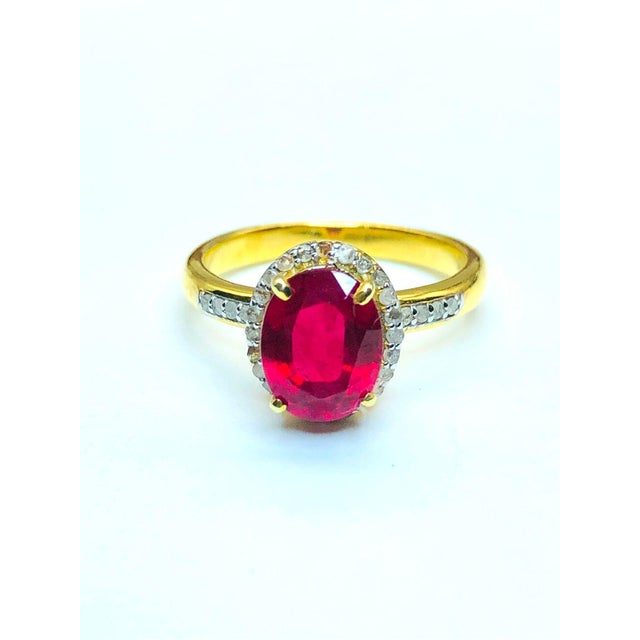 Bochic "Capri" Natural Ruby & Diamonds Vintage Retro Ring Set In 18K Gold&Silver For Sale - Image 17 of 18