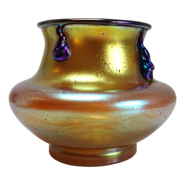 Art Nouveau Iriscedent Selberisis II Glass Vase with Applied Glass from Loetz, Austria, 1890s For Sale