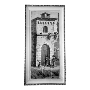 Early 18th Century Hand Painted Wallpaper Archival Frame