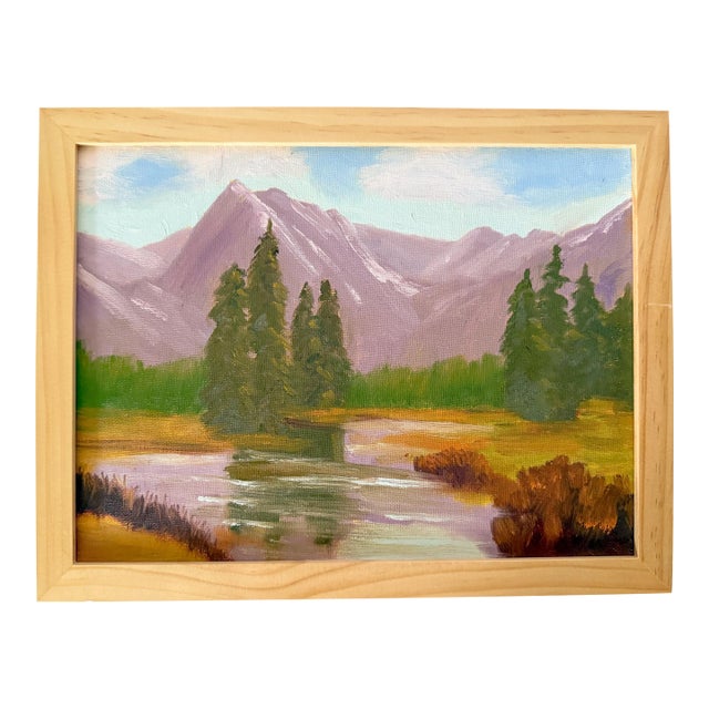 Impressionist Landscape Painting in Modern Maple Gallery Frame For Sale